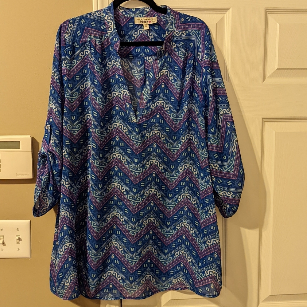 Blue and Pink Tunic Blouse size 3x
